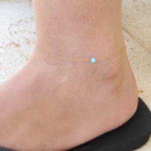 Gold Anklet, Opal Bead Anklet, Opal Anklet, Opal,..