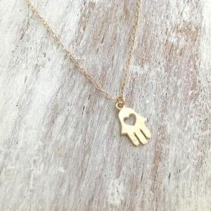 Hamsa Necklace, Tiny Gold Necklace, Everyday..