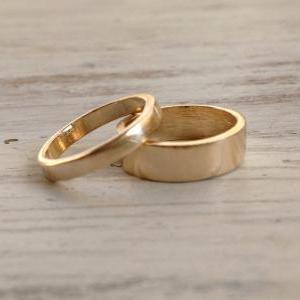 Gold ring, stacking rings, wide ban..