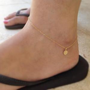 Gold anklet, gold coin anklet, summ..