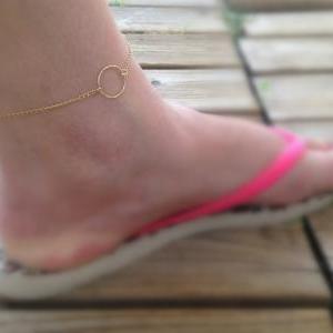 Gold anklet, circle anklet, simple,..