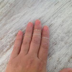 Knuckle Ring, Thin Ring, Silver And Gold, Knuckle..