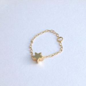 Chain Ring,gold Ring , Star Ring, Gold Filled..