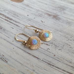 Gold Earrings, Opal Earrings, Gold Dangle..