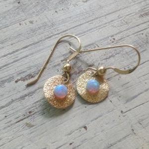 Gold earrings, opal earrings, gold ..
