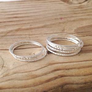 5 Gold rings, Stacking ring, silver..