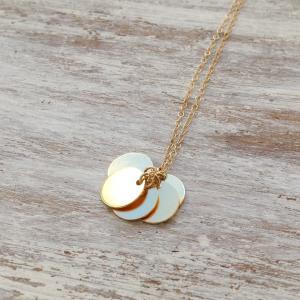 Long Gold Necklace, Gold Disc Necklace, Gold..