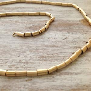 Gold Necklace, Tube Bar Necklace, Statement..