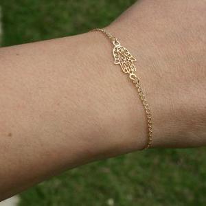 Gold Filled Bracelet, Gold Bracelet, Hamsa, Luck..