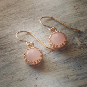 Goldfilled Danle Earrings With Rose Pink Stone