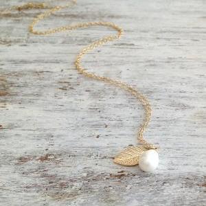 Gold Necklace, Pearl Necklace, Unique Necklace,..