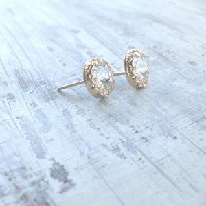 Gold earrings, crystal stud earring..