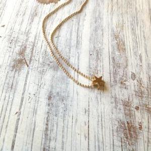 Gold Necklace, Petite Star Necklace, Tiny..