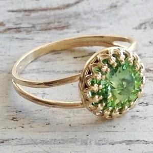 Peridot Ring, Gold Ring, Gemstone Ring, Cocktail..