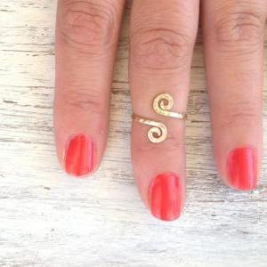 Knuckle Ring, Adjustable Ring, Toe Ring, Gold..