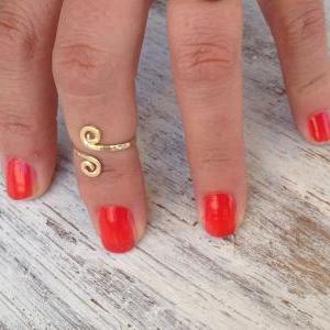 Knuckle Ring, Adjustable Ring, Toe Ring, Gold..