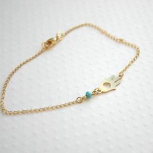 - Gold Bracelet, Hamsa Bracelet, Turquoise..