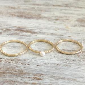 Thin Gold Ring, Stacking Rings, Set Of Gold Rings,..