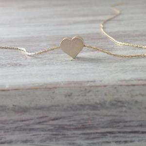 Gold Necklace, Tiny Gold Necklace,heart Necklace,..
