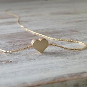Gold Necklace, Tiny Gold Necklace,heart Necklace,..