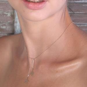 Gold Necklace, Lariet Necklace, Gold And Silver..