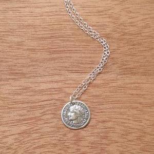 Silver Necklace, Silver Coin Necklace, Coin..
