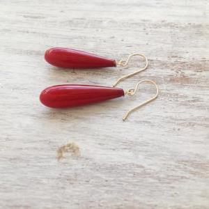 Coral Earrings, Red Coral Earrings, Delicate..