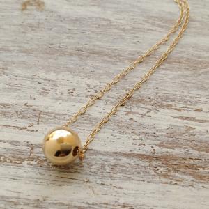 Gold ball necklace, ball necklace, ..