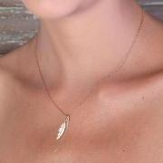 Gold necklace, Feather necklace, feather, delicate necklace, feather pendant - 593