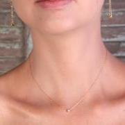 Gold necklace, cube necklace, tiny gold necklace, wedding jewelry, bridesmaid jewelry, petite necklace - N02