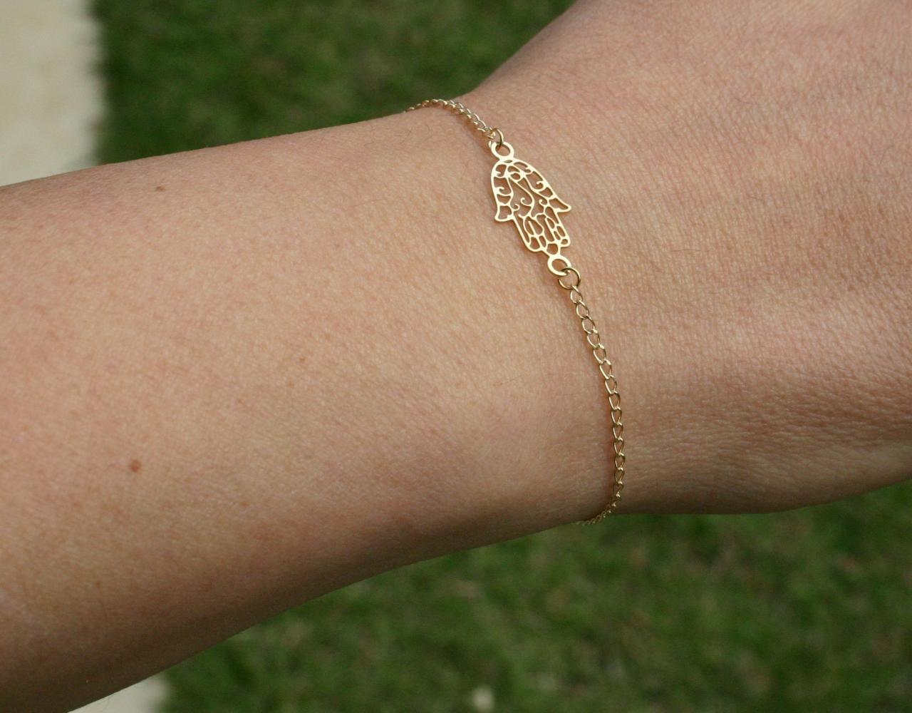 Hamsa Bracelet, Gold Hamsa, Hamsa Jewelry, Delicate Bracelet, Hamsa, Luck Jewelry 113-1