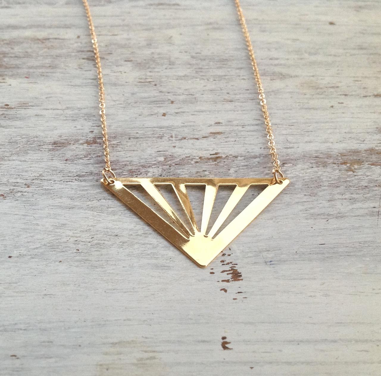 Gold necklace, geometric necklace, triangle necklace,statement necklace, geometric gold necklace 3011