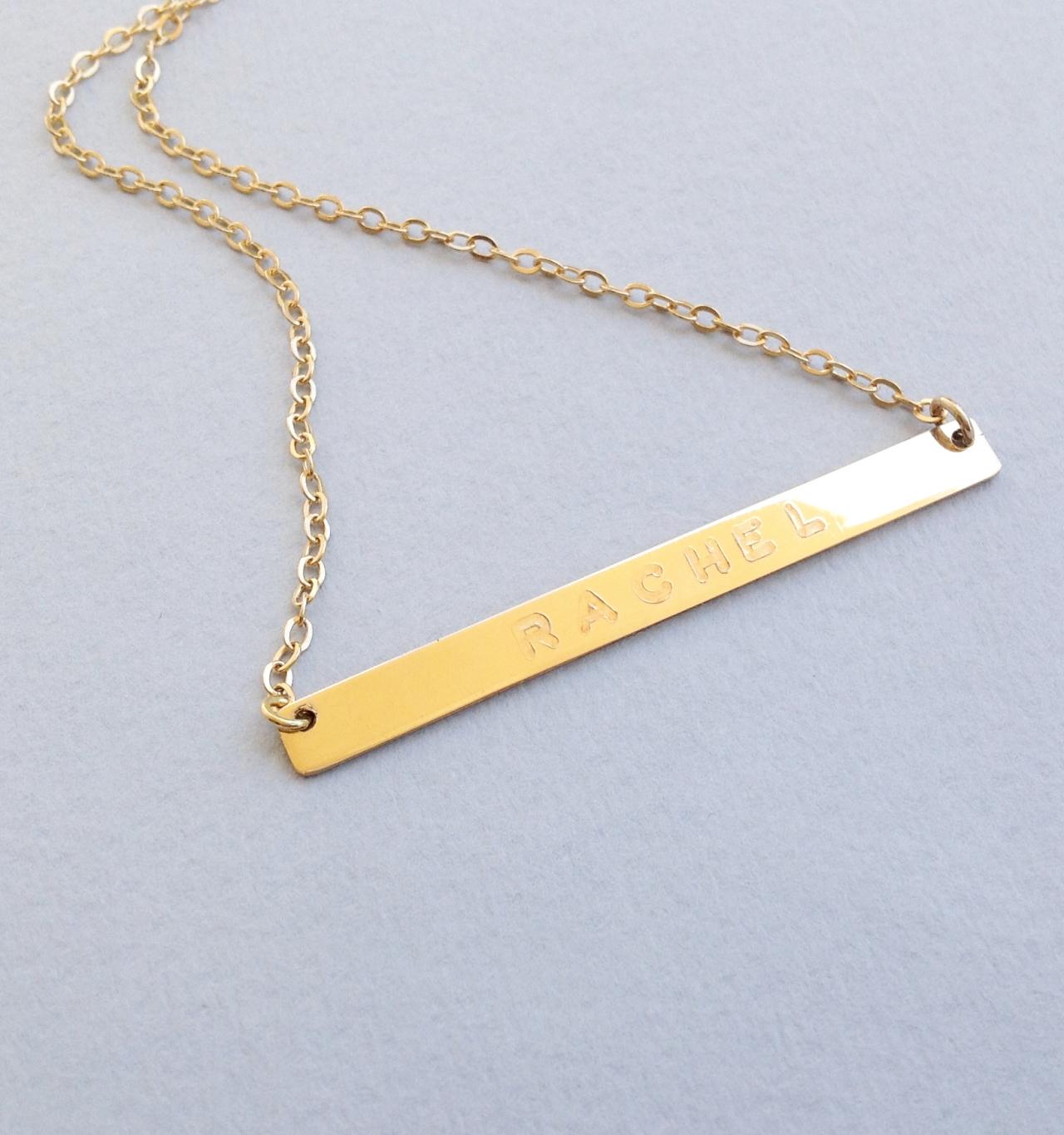 Personalized Bar Necklace, Gold Nameplate Necklace, Custom Bar Necklace ...