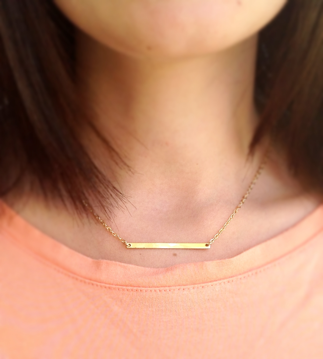 Gold Necklace- Bar Necklace - Gold Bar Necklace - Gold Filled Necklace- Bar Jewelry B009