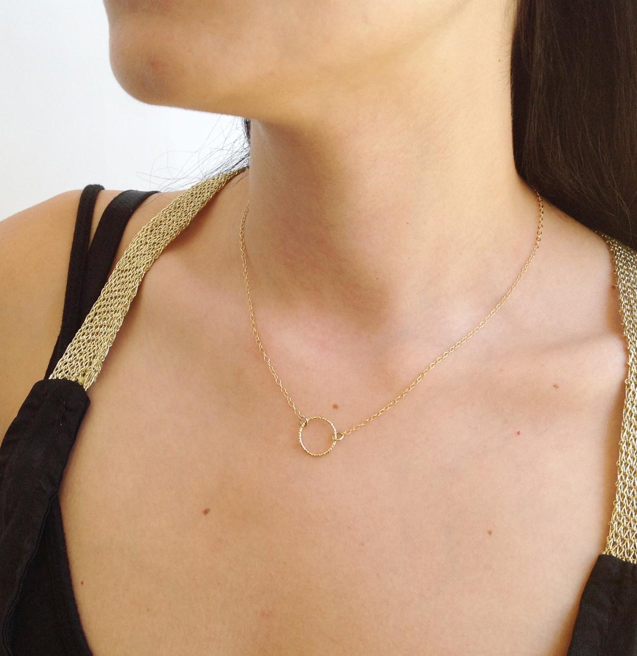 Gold Necklace, Circle Necklace, Everyday Necklace, Karma Necklace