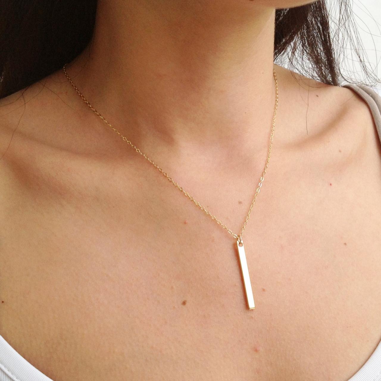 Bar necklace, gold necklace, gold filled bar necklace, bar jewelry B026