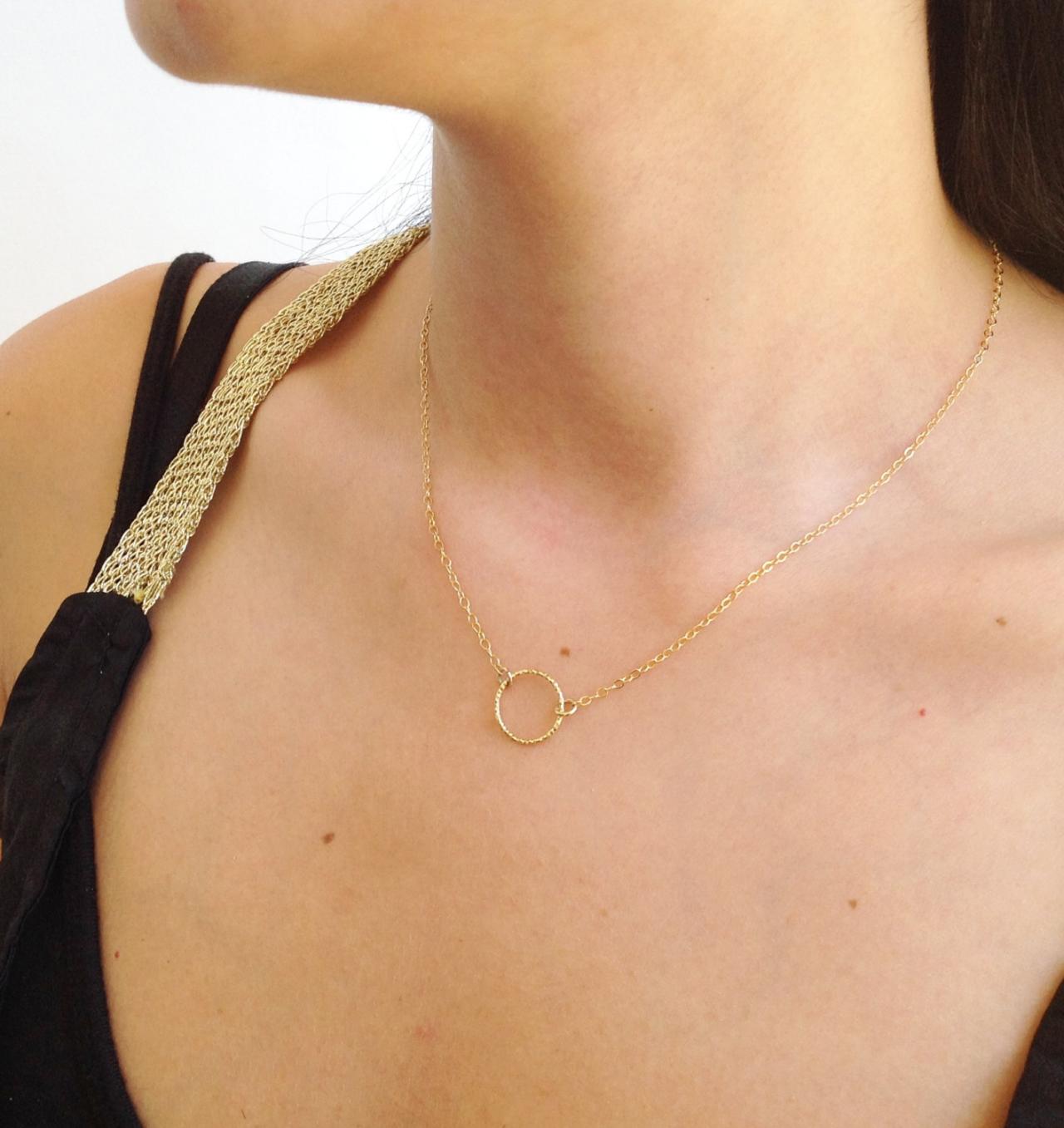 Gold Necklace, Gold Circle Necklace,gold Filled Necklace, Carma Necklace - 10050
