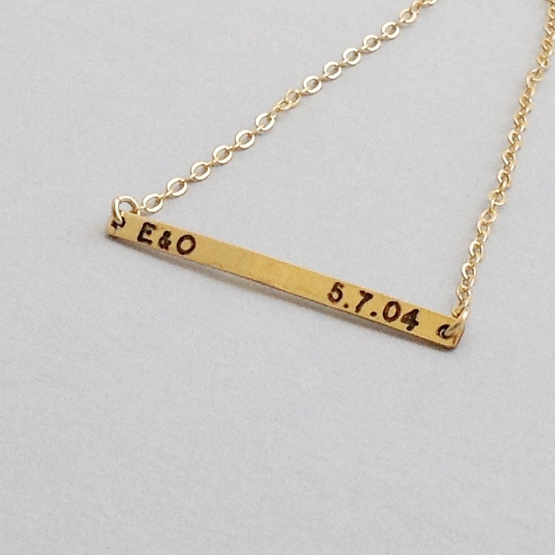 Nameplate necklace - gold necklace - personalized necklace - gold nameplate necklace - custom bar necklace - gold filled necklace B024