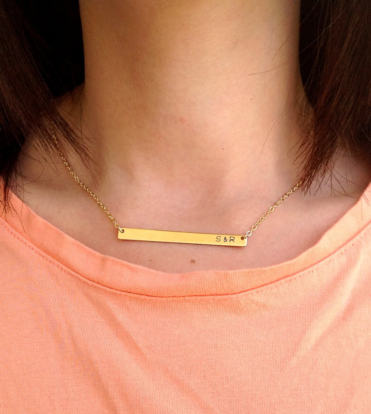 Initial necklace, personalized bar necklace, gold nameplate necklace ,custom bar necklace,gold filled necklace B012