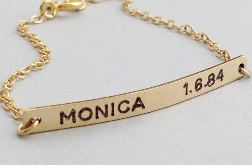 Personalized bracelet, nameplate bracelet, gold nameplate bracelet, custom bar bracelet , gold filled bracelet B016
