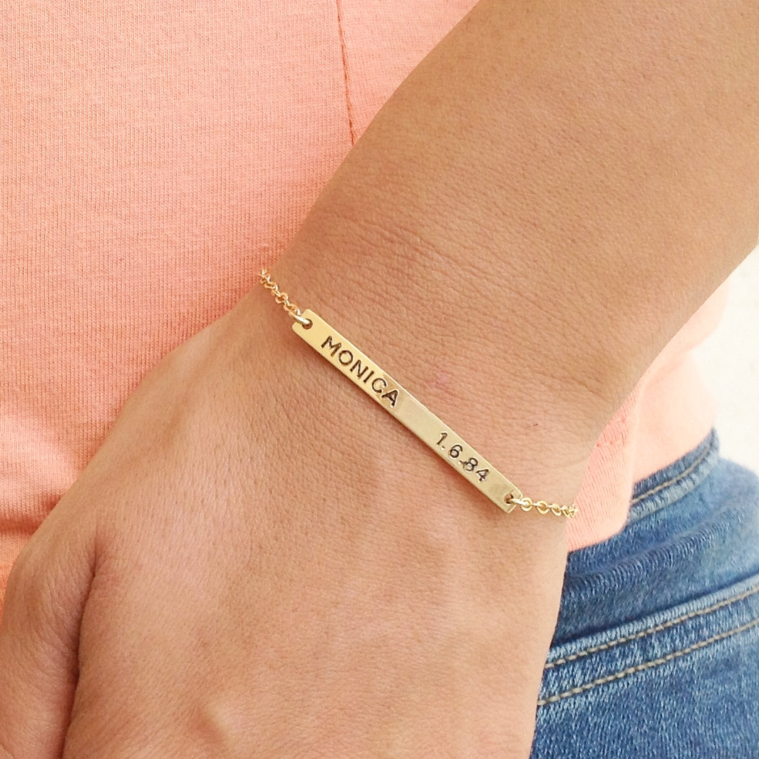 Nameplate Bracelet - Personalized Bar Bracelet - Gold Nameplate Bracelet - Custom Bar Bracelet - Gold Filled Bracelet B016