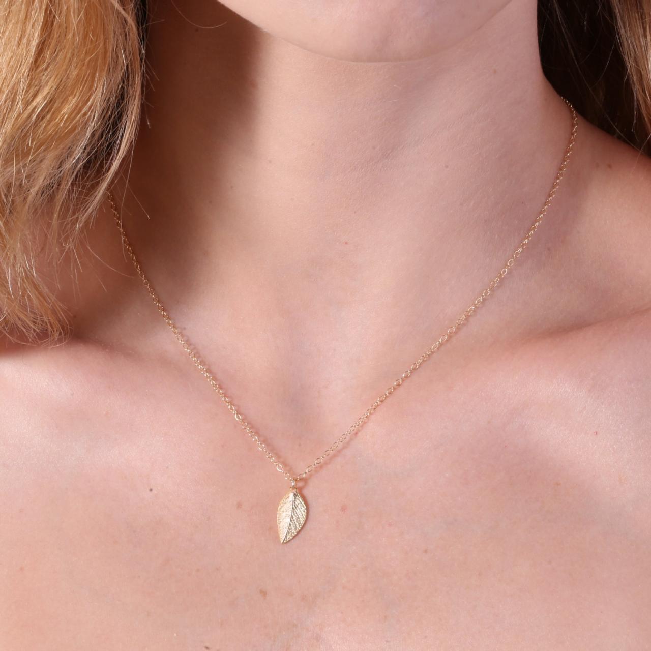 Gold Necklace, Gold Leaf Necklace, Dainty Necklace, Simple Gold Necklace, Everyday Necklace, Leaf Jewelry - D40
