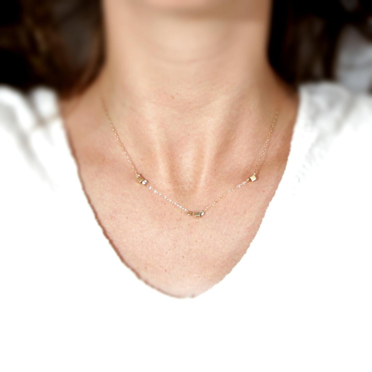 Gold Necklace, Bead Necklace, Gold Filled Necklace, Everyday Necklace, Bridesmaid Necklace - D15