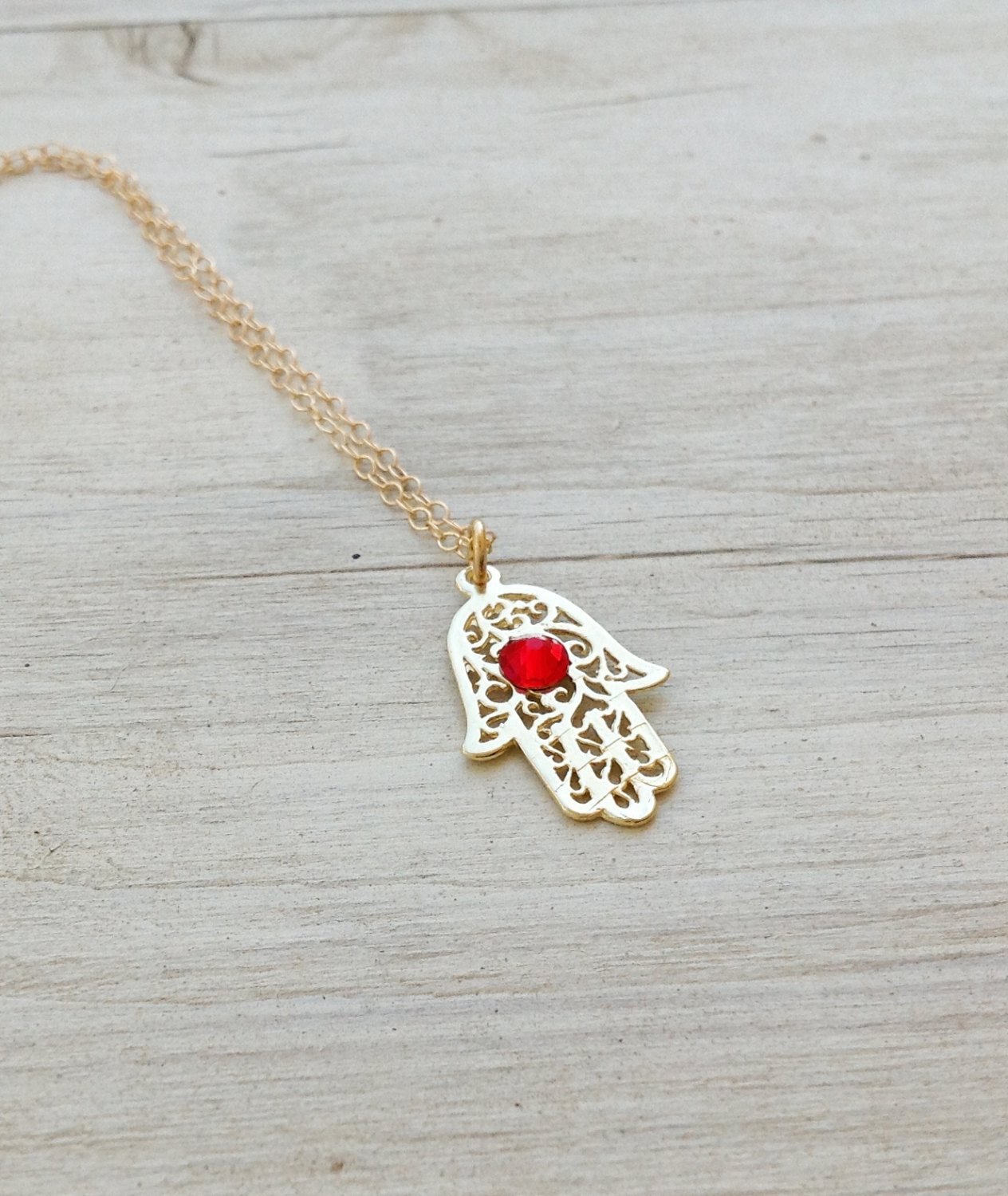 Gold Necklace, Gold Hamsa Necklace, Hamsa Jewelry, Casual Necklace