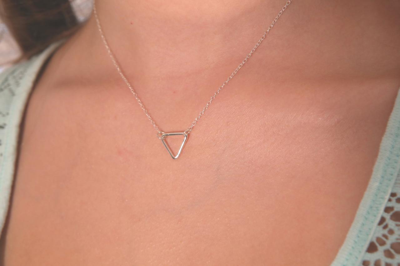 Silver Necklace, Tiny Silver Necklace, Simple Necklace, Dainty Necklace, Triangle Necklace, 1geometric Jewelry, Triangle 018