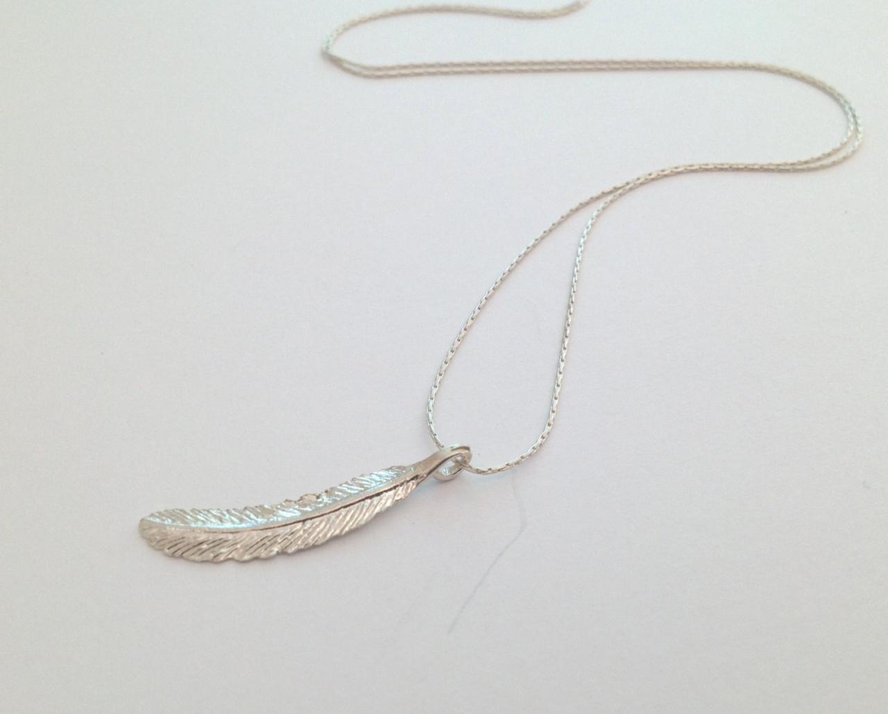 Feather Necklace, Silver Necklace, Silver Feather Necklace, Dainty Necklace, Everyday Necklace, 1gift For Her - 030