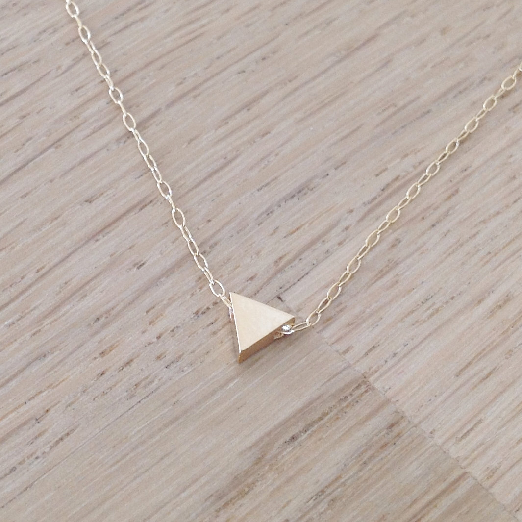 Triangle Necklace, Tiny Gold Necklace, Simple Necklace, Triangle Necklace, Geometric Jewelry,1 Triangle D22