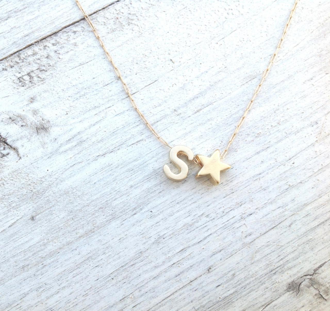 Initial necklace, gold necklace, star necklace, alfabet necklace, personalized necklace, monogram necklace,1 friendship A522