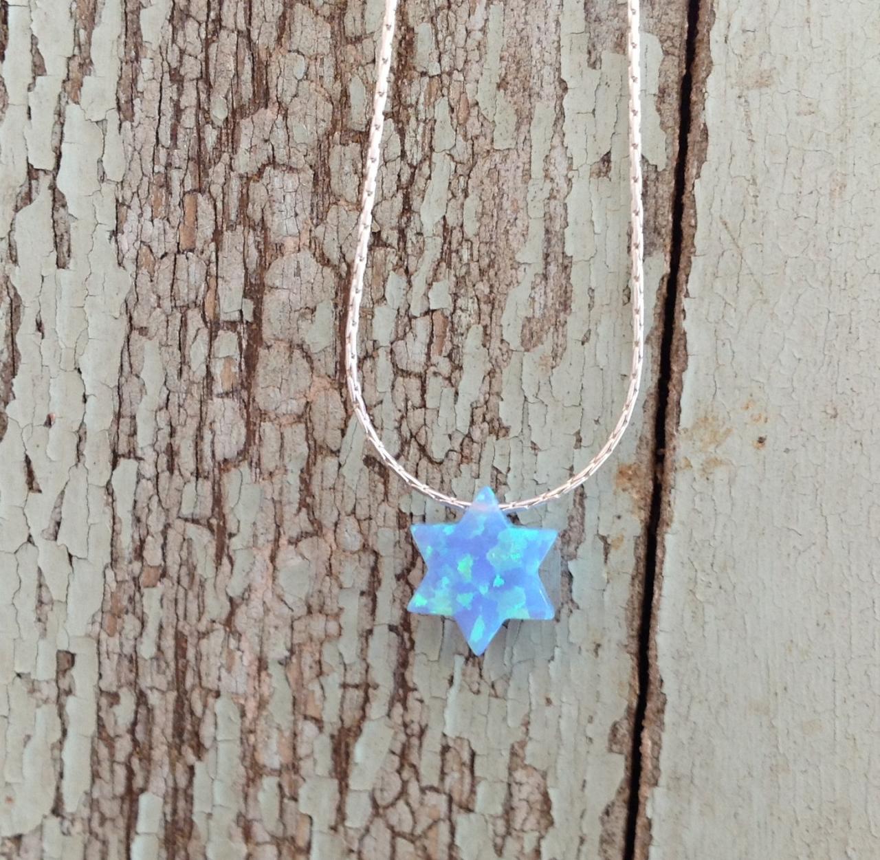 gold necklace, opal star necklace, opal necklace, everyday necklace, star of david necklace, 1glistening opal -010