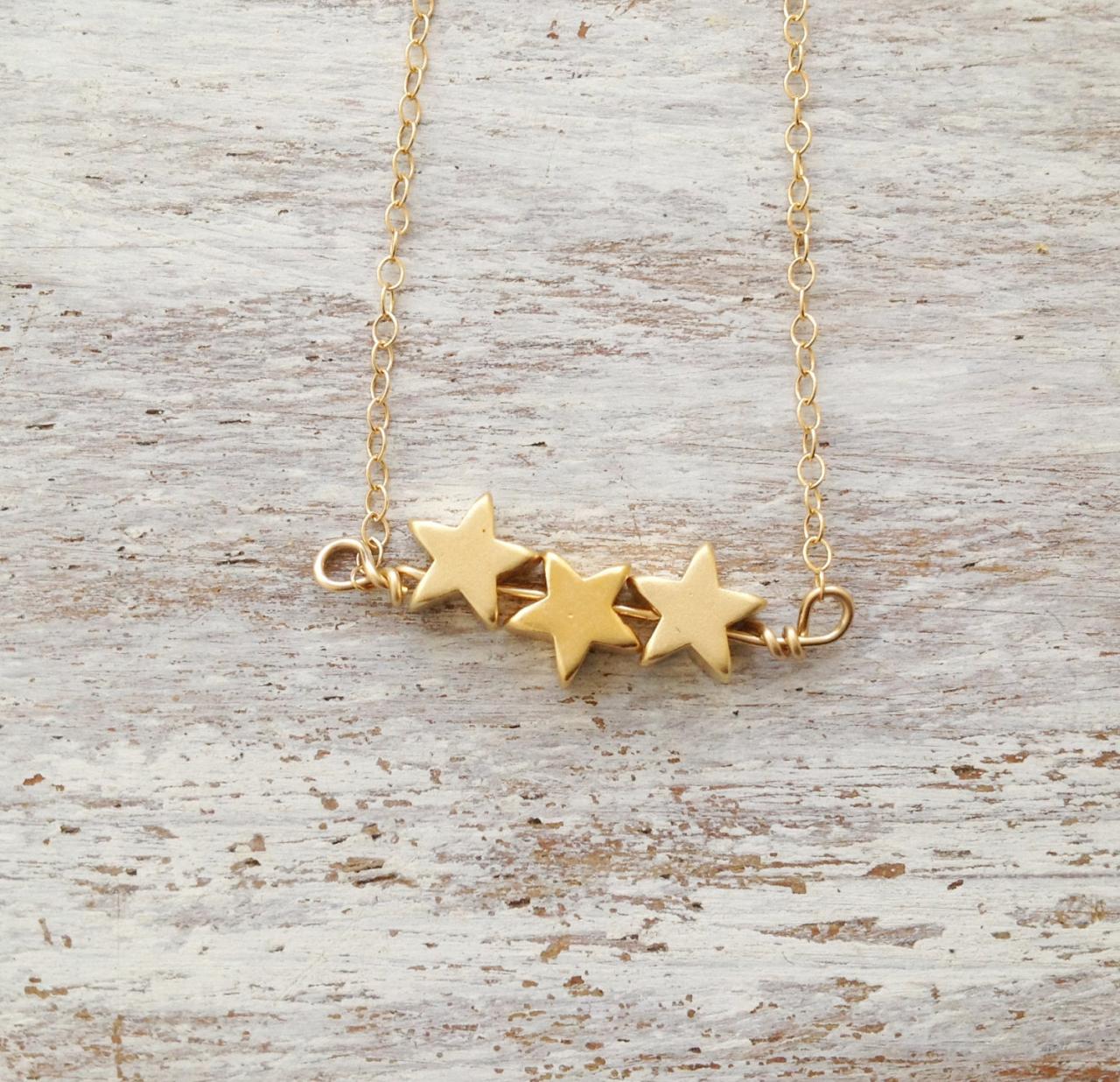 Gold Necklace, Star Necklace, Star Bead, Simple Necklace, Stars, Everyday Necklace, Tiny Gold Necklace,1 Petite Jewelry - D13